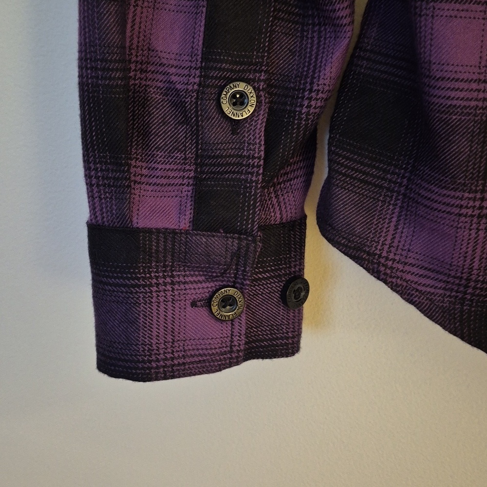 Dixxon Women's Flannel Button Down Shirt | Purple & Black Plaid | Size Small - Picture 4 of 9